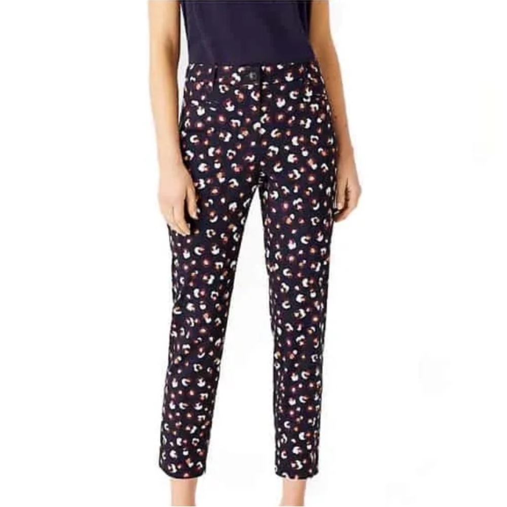 Ann Taylor The Crop navy multicolor animal print cropped pants